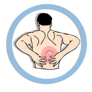 Hombre con dolor de espalda por causas de la espondilolistesis