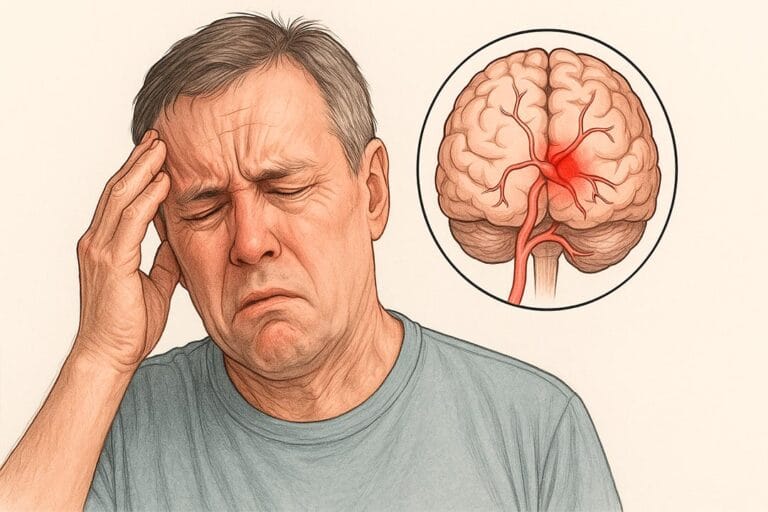 hombre sufriendo síntomas de un derrame cerebral