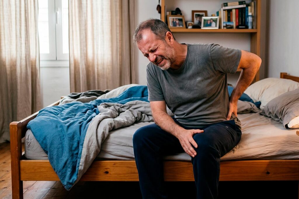 hombre con artrosis facetaria en la habitación